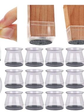 Clear Protective Furniture Leg Caps with Felt Pads - 21 count 1  5/16 x 2”